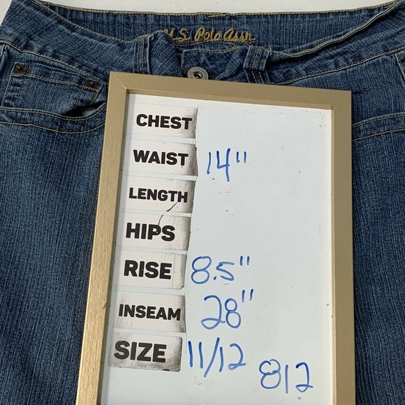 U S Polo Assn Women Jeans University Blue Size 11/12 Mid Rise Boot Cut Pockets - Picture 8 of 8
